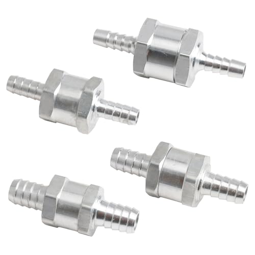 4 Pcs Válvula de Retención de Combustible Unidireccional de Aluminio 6,8,10,12 mm, para Aceite Cromado y Agua, Gasolina, Diésel, Coche, Barco, Motocicleta, Carburador, Valvula Antiretorno Gasoil