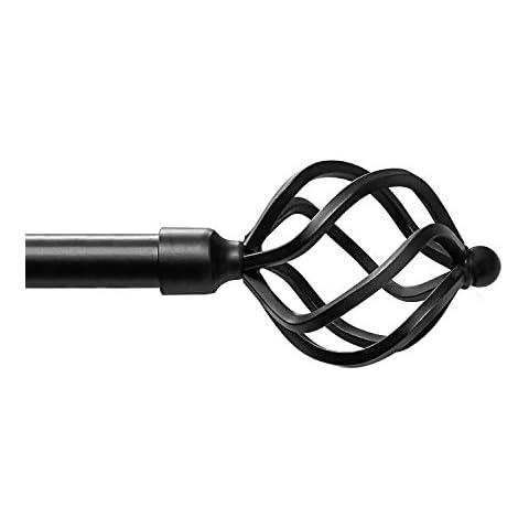 CHICOLOGY Curtain Rod Modern Farmhouse Twisted Cage Finial, 24 to 48 inches, 3. Matte Black - Brigitte,RDBGBK2448 Cover
