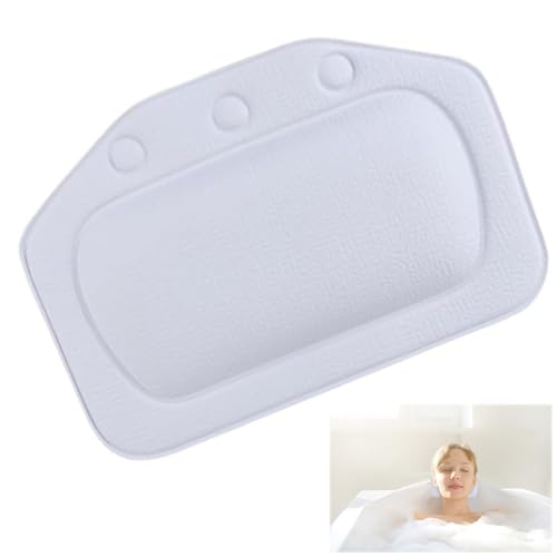 Bath Pillow With 3 Strong Suction Cups, Soft Waterproof Bathroom Pillow for Tub, Relaxing Bathtub Pillow for Neck and Back Support Modern Minimalist Design Durable Bath Accessories