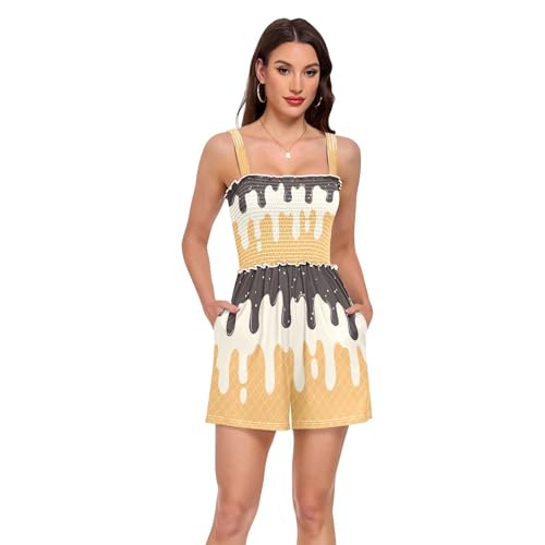 Barboteuse caramel au col carré pour un look estival et tendance