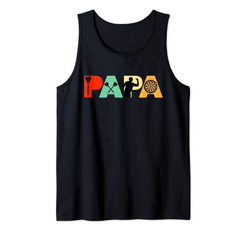 Hombre Retro Dart Master Dad, Funny Vintage Papa Dart Master Camiseta sin Mangas