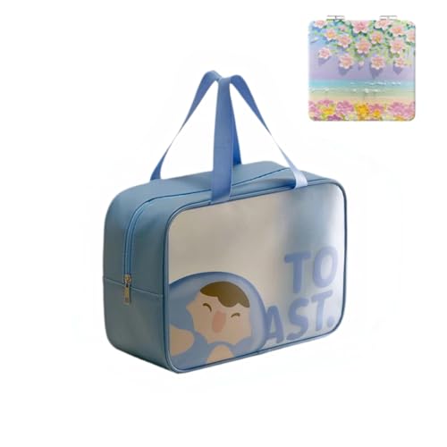 toiletry bag for women - waterproof toiletry bags for traveling,collocation Mirror,TSA Approved toiletry bag,For Women Toiletry Bag for Girls Traveling(Thousa Blue