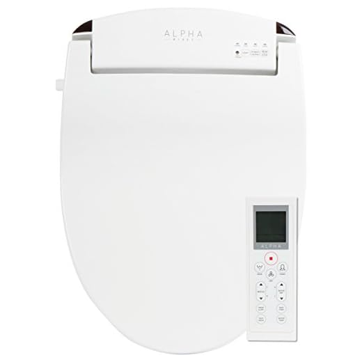 ALPHA BIDET JX Elongated Bidet Toilet Seat, White, Endless Warm Water, Rear and Front Wash, LED Light, Quiet Operation, Wireless Remote, Low Profile Sittable Lid, 3 Year Warranty (Elongated)