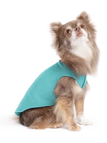 Image of Goldpaw Stretch Fleece Dog Sweater - with Spandex for 4-Way Stretch - Soft, Comfortable Dog Coat - Machine Washable - Made in the USA - Turquoise - Size 6