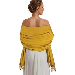 Pashmina Shawl Wraps for Women Large Winter Scarf Soft Shawls and Wraps for Evening Dresses Shawl for Wedding Yellow