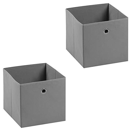 IDIMEX Lot de 2 tiroirs en Tissu Gris ELA boîte de Rangement Ouverte avec poignée dim 27 x 27 x 27 cm, idéal pour Cube de Rangement, bac Pliable pour Linge Jouets vêtements