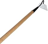 Datos técnicos – Beethacke 120 x 55 mm – Longitud de trabajo: 120 mm, longitud lateral: 55 mm, grosor: 2 mm, longitud del mango: 94 cm, longitud total: 112 cm, peso total: 600 g, material de la azada: acero, material del mango: madera.