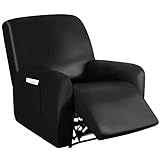 PU Leather Recliner Slipcovers with pockets，4 Pieces Waterproof Stretch recliner chair covers，Wash