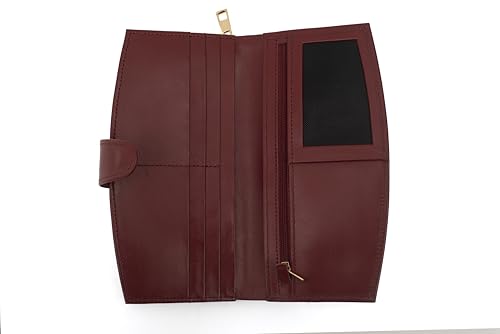 Jafferjee & Co. Genuine Leather wallets for women – Stylish Trifold Wallet Organizer with 7 Card Slots & 1 ID Windows, Large Capacity Ladies Leather wallet – Durham Red4