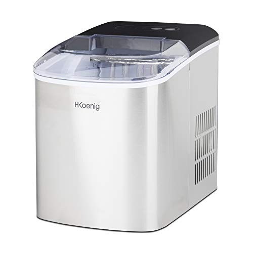 H.Koenig Eiswürfelmaschine ICEK12 - ca. 12 kg Eiswürfel pro Tag, Produktionszeit 6-8 min. - 2 Eiswürfelgrößen - Wasserstandsanzeige, 120 W - Edelstahl - silber – Bild 3