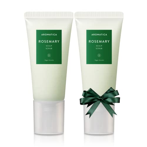 AROMATICA 迷迭香头皮磨砂膏(2 件装)5.82 盎司/165 克,礼品套装,不含硫酸盐,无硅,素食,头皮清洁盐颗粒,激活和去角质头皮,微去角质