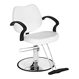 BestMassage Hydraulic Reclining Barber Chair, Heavy Duty All Purpose Salon Chair with Adjustable Headrest Footrest and 360° Swivel Hydraulic Pump for Barbershop, Beauty Salon, and Tattoo Studio,White
