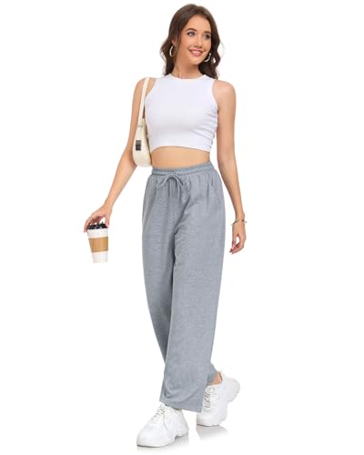 Womens Sweatpants Loose High Waist Wide Leg Lounge Pants Fall Outfits Athletic Joggers with Pockets4