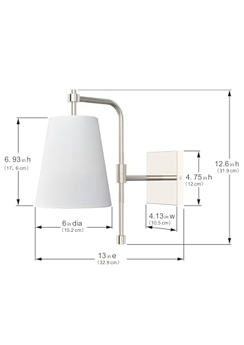 Image of Swing Arm Wall Lamps Set of 2, Fabric Linen Shade, Hardwired Wall Mounted Light Fixture for Bedside, Living Room, Bathroom, Versatile Home Decor (Brushed Nickel)