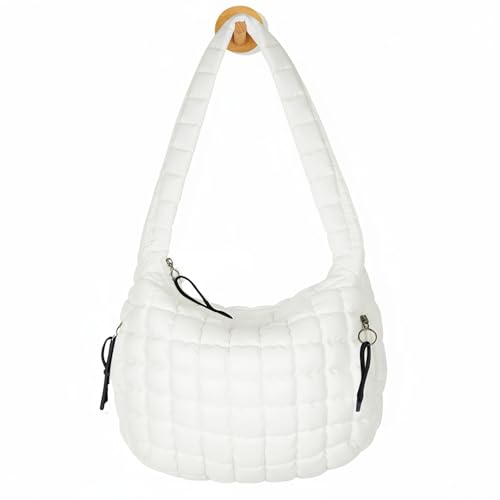 Bolso tote acolchado tipo puffer para mujer, bolso cruzado ligero de nailon, bolso hobo suave y amplio para llevar a mano o al hombro miniatura 1