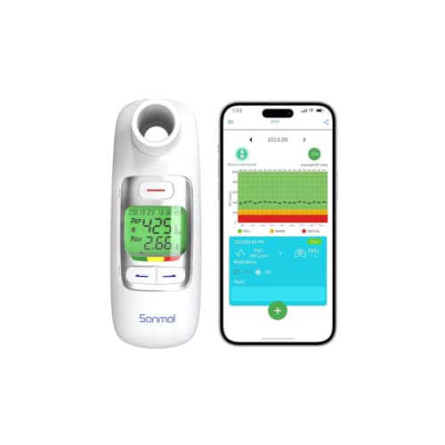 Image of B-Arm Sonmol Digital Peak Flow Meter with Bluetooth | Built-In Memory Stores 300 Readings | Pulmonary Function Meter with PEF & FEV1 for Lung Health Monitor | Asthma COPD Spirometer for Kids & Adults