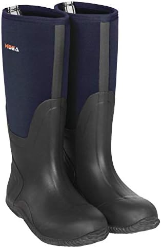 HISEA Men's Rain Boots, Waterproof Durable Insulated Rubber Boots for Men, 5 mm Neoprene Outdoor Mud Fishing Hunting Boots for Multi-Season (Black, Camo & Brown)
