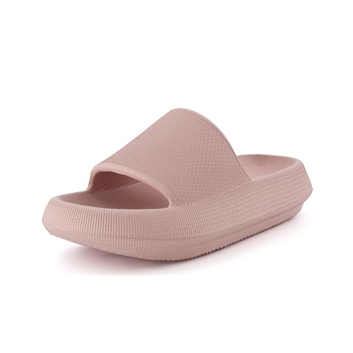 CUSHIONAIRE Feather EVA Slides for Women – Comfortable Slip On Womens Slippers, Indoor Outdoor Shower Shoes, Beach Essential Cloud Slides, Pink 8 by CUSHIONAIRE - Used condition - Image 9