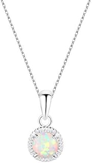 KristLand Moonlight Collection S925 Silver Necklace with Opal Simple Design Delicate Pendant for Girlfriend Wife Daughter Gift Box White Opal