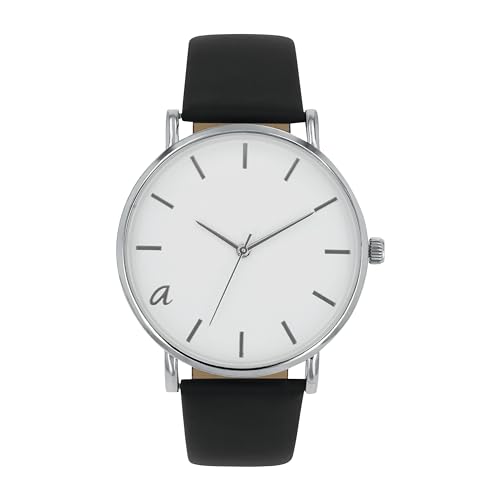 Amor reloj de pulsera unisex señoras hombres reloj de cuarzo analógico, con correa de piel de manzana, negro, 3 bar resistente al agua, viene en caja de regalo reloj, 2037086
