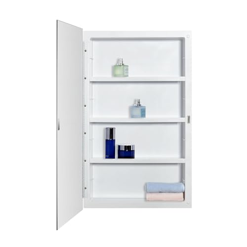 IDYLLOR Plastic Medicine Mirror Cabinet for Bathroom 16 x 26 inch, Surface and Recessed Mount