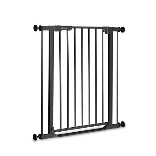 hauck Cancelletto di Sicurezza Bambini 75–80 cm, Nero – Barriera Porta e Scala con Soglia Piatta, Chiusura Automatica, Montaggio a Pressione, Senza Fori - Solo da Interno Casa