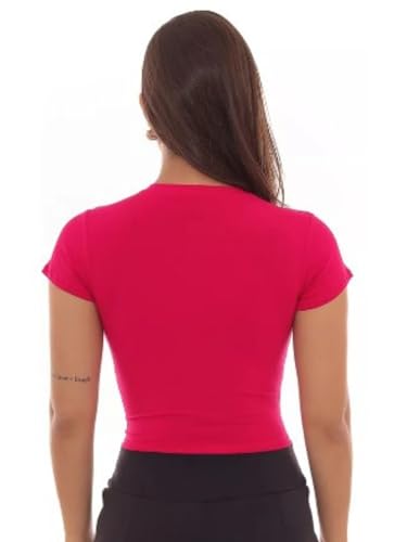 Blusa Cropped Nózinho Viscolycra Feminina (BR, Alfa, Único, Regular, Rosa)