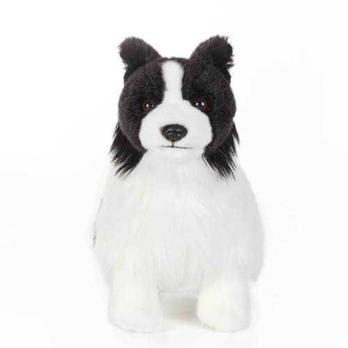 Tiny Heart Border Collie Stofftier Plüschtier 28cm/11” realistisches Border Collie Plüsch schönes Tier niedliche und weiche Geschenke Hund für Kinder Jungen und Mädchen Spielzeug Schwarz