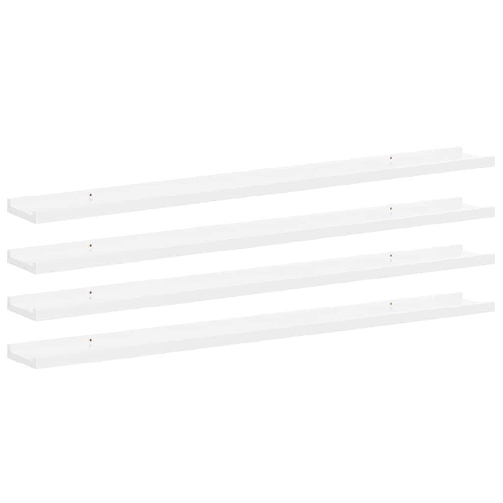 Juego de 4 estanterías de pared, color blanco brillante, 100 x 9