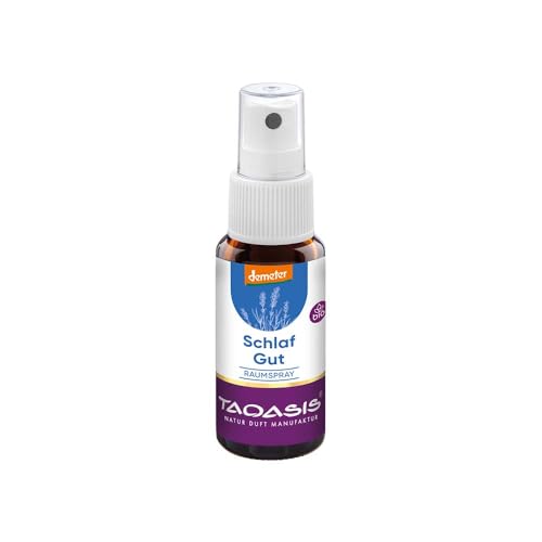 TAOASIS Schlaf gut Raumspray Mini 10ml 100% naturreine ätherische Öle Bio-zertifiziert Lavendel Orange & Vanille Vegan Demeter-Qualität Made in Germany