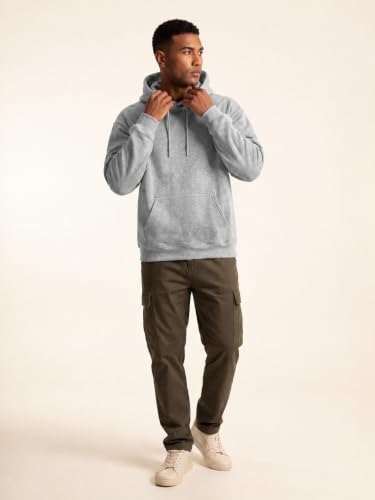 Image of JMIERR Mens Fleece Lined Oversized Hoodie Pullover Sweatshirts | Fall Winter Cozy fleece-lined pullover, adjustable drawstring hood, kangaroo pocket, regular fit, machine wash
