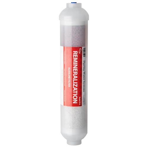Image of iSpring FA15-N Alkaline Inline Water Filter Cartridge, 10 inch x 2 inch with 1 /4 inch Quick Connect, NSF Certified, Add-on for RO Systems, Balances pH & Restores Minerals, 3-Layer Replacement Filter