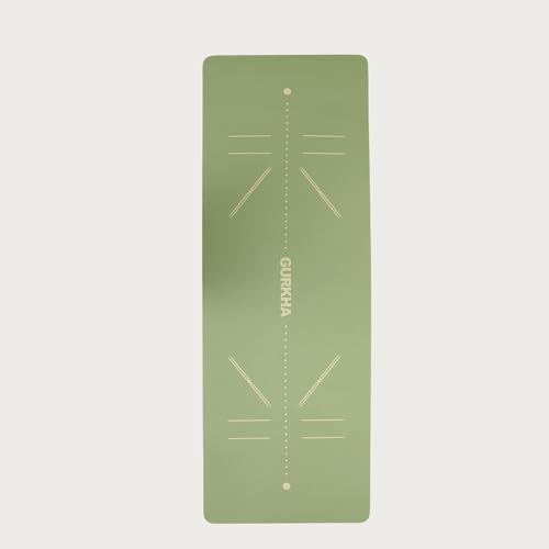 Image of GURKHA 8mm AlignFlow TPE Alignment Yoga Mat + Carry Bag | Extra-Cushioned Non-Slip Performance Mat for Yoga, Pilates, HIIT & Home Workouts | Durable Fitness Mat for Men Women - Deep Forest | 6X2 ft