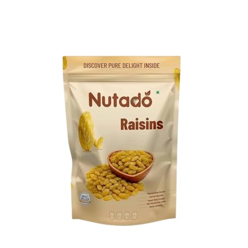 Image of Nutado Premium Indian Green Kishmish 200g |Seedless Kishmish |Long Green Raisins | Premium Dried Grapes | Dry Fruits | Healthy & Tasty Snacks | Fat Free | Source of Dietary Fiber, Potassium | Nutritious, Rich in Iron & Vitamin B | Antioxidant Rich Snack