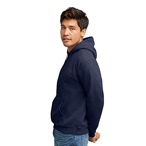 Image of Hanes Men's, EcoSmart, Cotton-Blend Hooded Sweatshirt, Plush Fleece Pullover Hoodie