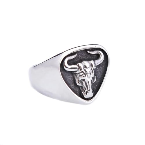Moda retro criativa anel cabeça de touro homens e mulheres anel de animal de aço inoxidável polido punk bike amuleto jóias presentes, 8, Aço inoxidável