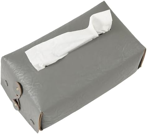 Leather Tissue Box Cover Rectangular, Tissue Box Holder Dispenser for Car, Home, Bathroom, Bedroom, Office, Night Stands, Desks and Tables (Floral-Grey, Rectangular)
