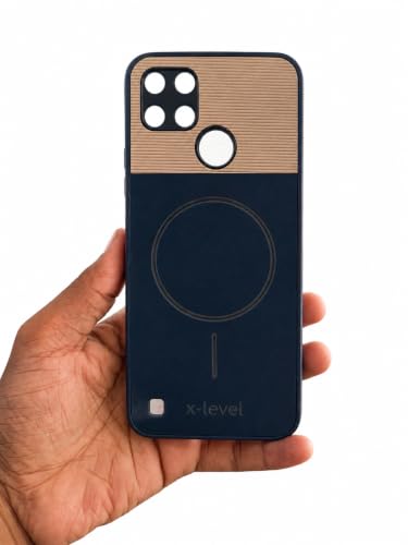 Image of Bintage Mac Safe Design Hard Slim Back Case | Soft Border Camera Protect | Dual PU Leather Finish Back Cover Compatible for Realme C21Y /Realme C25Y - Royal Blue