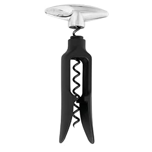 True Self Pulling Corkscrew Wine Opener, Durable Plastic with Easy Turn Chrome Handle, Wine Bottle Opener for Bartenders, Home Bar Tools, Bar Cart Accessories, Kitchen Essentials, Set of 1, Black