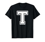 Letter T Name Initial Varsity Alphabet Monogram T-Shirt