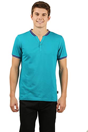 Image of Zebu Men's Half Sleeve Cotton Henley Neck Tshirt with bio wash (Pack of 1).