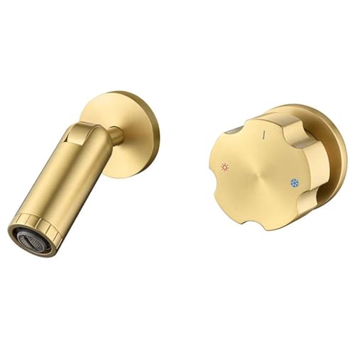 Grifo de pared para lavabo con caño giratorio y control de agua fría y caliente