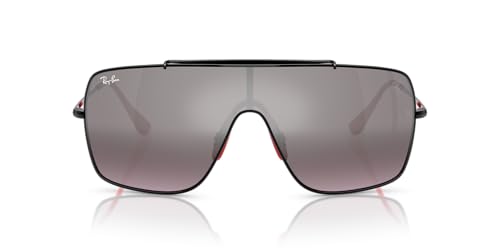 Ray-Ban RB3697M Scuderia Ferrari Collection Square Sunglasses, Black/Violet Mirror Gradient Silver, 35 mm