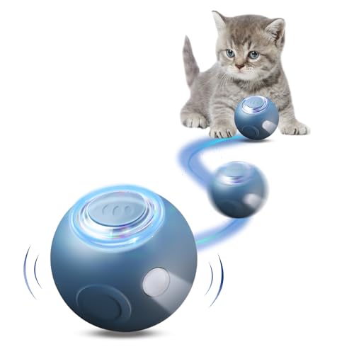 Bola de Juguete Interactivo para Gatos, Bola de Gato Interactiva Inteligente con luz LED, Juguetes Interactivos Automáticos, Pelota Inteligente para Gatos, Bola Autogiratoria Recargable USB