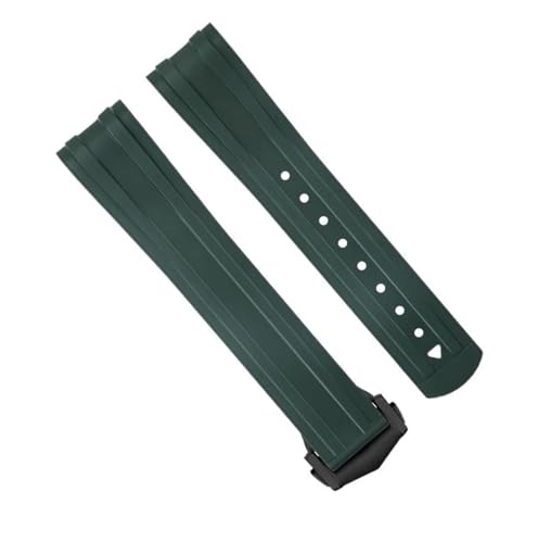 Bracelet Anti Usure Caoutchouc Fluoré Incurvé Vert pour Omega Seamaster 300