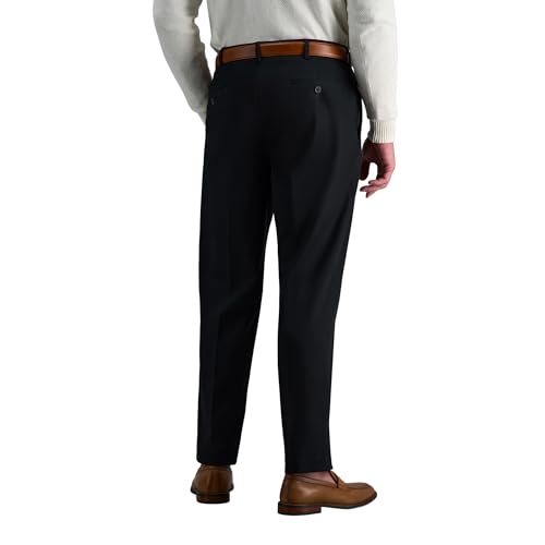 [Haggar] メンズ プレミアム アイアンなしカーキ クラシックフィット 拡張可能なウエスト フラットフロントパンツ