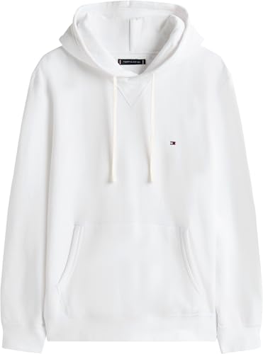 Tommy Hilfiger Uomo Felpa Con Cappuccio Essential Fleece Regular Fit, Bianco (White), Xl - 6