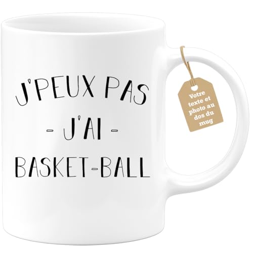 quotedazur Café-Croissant - Mug Personnalisé Tasse Cadeau Noël Je Peux Pas J'Ai Basket Ball - Blanc/Céramique