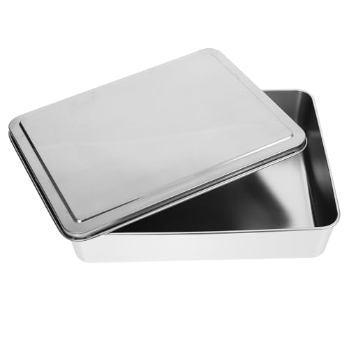 Toyvian Teglia in Acciaio 28X22X6 CM con Coperchio Stampo Profondo per Dolci da Forno Tortiera Antiaderente Riutilizzabile per Torte Pasticcini e Uso Domestico e Professionale