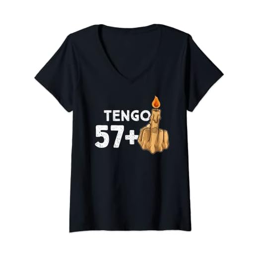Mujer 57+1 Dedo Medio Vela De Cumpleaños Para El 58º Cumpleaños Camiseta Cuello V